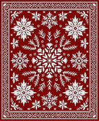 Deep Red Winter Bloom Ice Lace Rug
