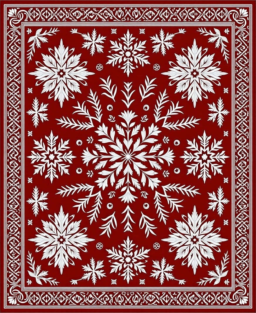 Deep Red Winter Bloom Ice Lace Rug