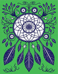 Green Dreamcatcher Feather Botanical Art Rug