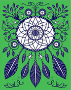 Green Dreamcatcher Feather Botanical Art Rug