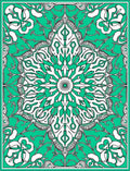 Emerald White Floral Mandala Rug