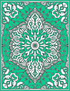 Emerald White Floral Mandala Rug
