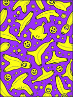 Whimsical Yellow Banana Happy Faces Rug