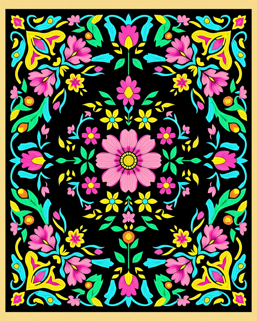 Vibrant Floral Medallion Array Rug