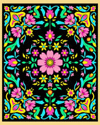Vibrant Floral Medallion Array Rug