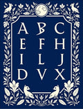Vintage Blue Floral Alphabet Border Rug