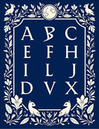 Vintage Blue Floral Alphabet Border Rug