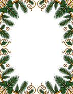 Green Pine Garland Golden Flourish Border Rug
