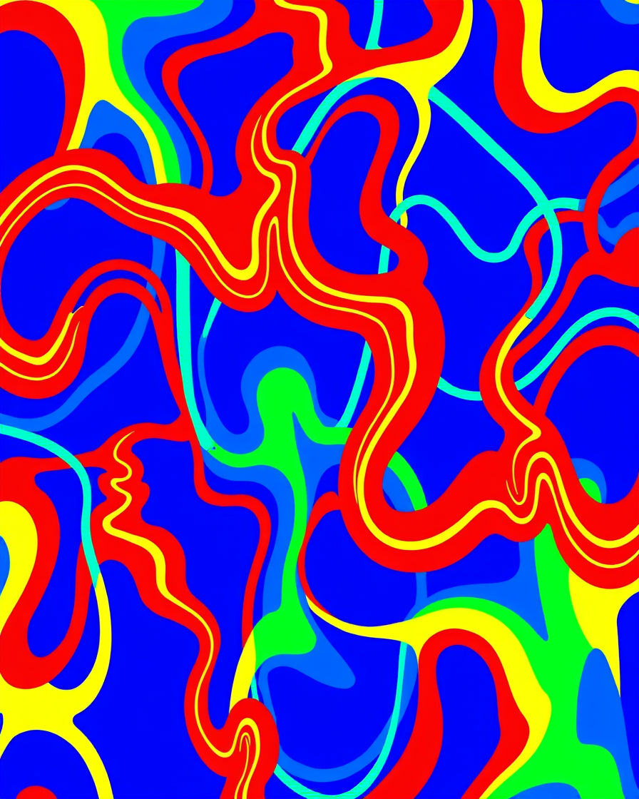 Psychedelic Blue Red Swirl Abstract Rug