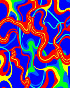 Psychedelic Blue Red Swirl Abstract Rug