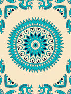 Turquoise Medallion Starry Corner Rug