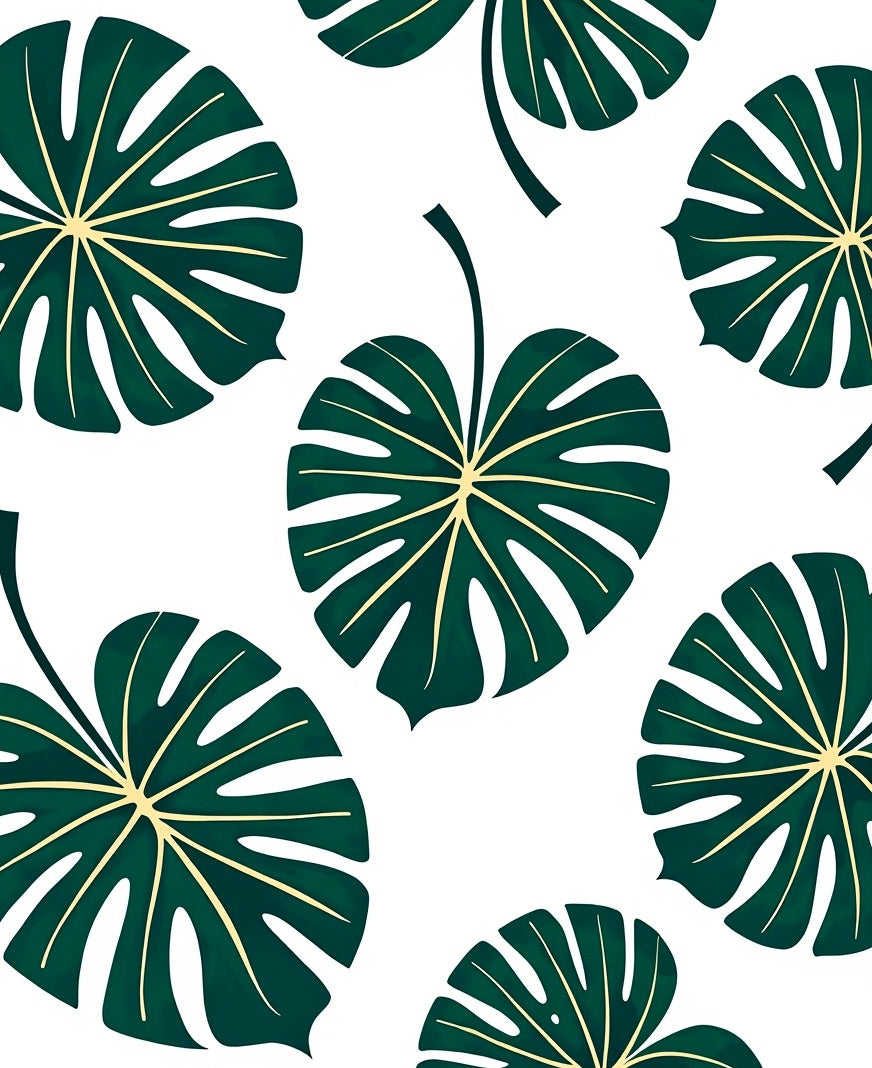 Dark Green Tropical Leaves Rug