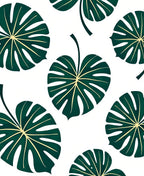 Dark Green Tropical Leaves Rug