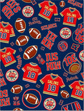Red Football Jerseys and Awards Collage Rug
