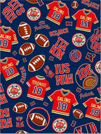 Red Football Jerseys and Awards Collage Rug