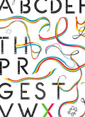 Rainbow Ribbon Alphabet Collage Rug