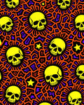 Yellow Skull Sunburst Orange Purple Rug