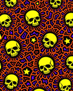 Yellow Skull Sunburst Orange Purple Rug