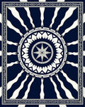 Navy White Sunburst Medallion Rug