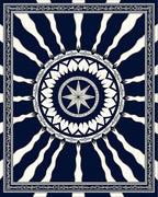 Navy White Sunburst Medallion Rug