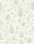 Delicate Green Leafy Botanical Sketch Rug