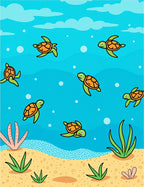 Cute Sea Turtles Underwater Scene Rug