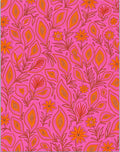 Pink Orange Floral Organic Line Art Rug