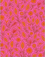 Pink Orange Floral Organic Line Art Rug