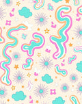 Retro Swirls and Stars Cloudscape Rug
