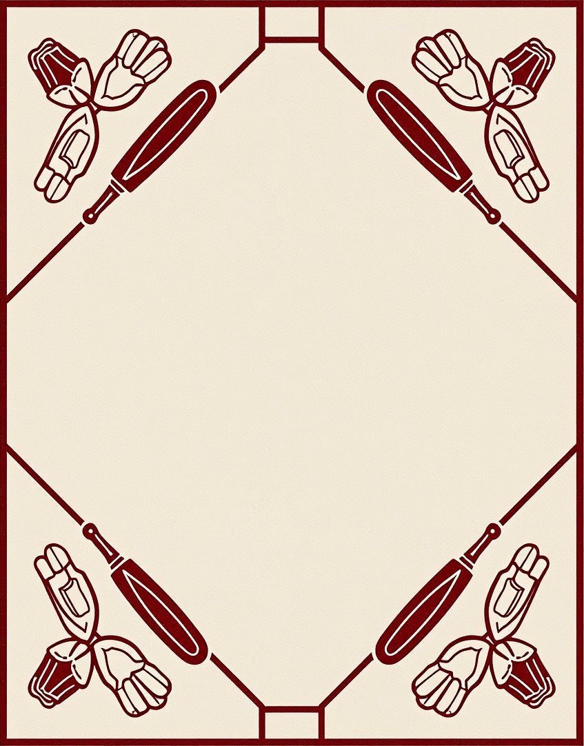 Crimson Baseball Mitt Border Rug