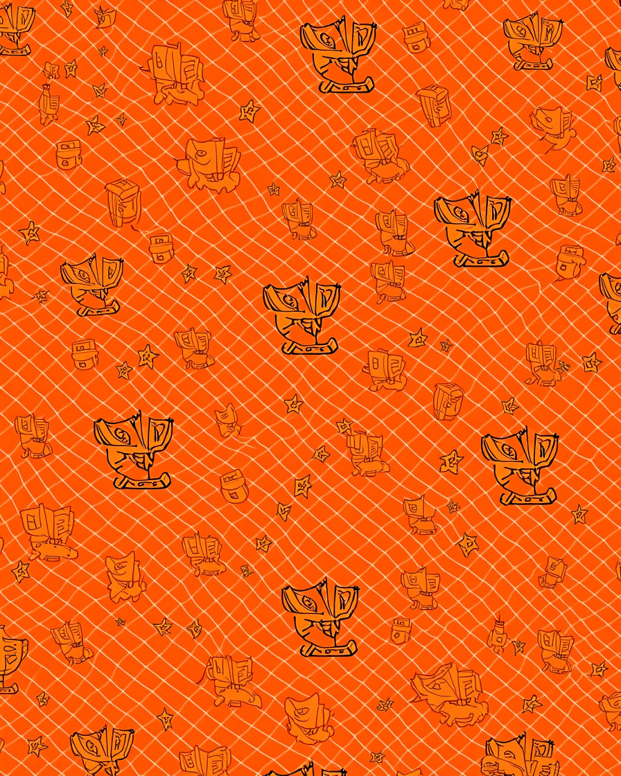 Orange Tribal Mask Net Rug