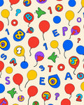 Bright primary balloons letters numbers Rug