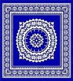 Vibrant Blue White Intricate Medallion Rug
