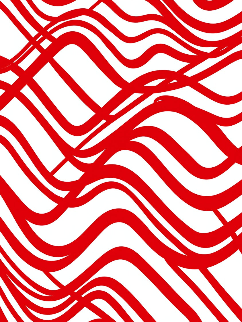 Crimson Abstract Swirl Lines Rug