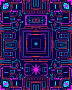 Circuit Board Neon Abstract Lines Rug