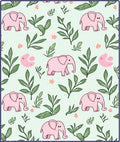 Whimsical Pink Elephant Floral Jungle Rug