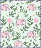 Whimsical Pink Elephant Floral Jungle Rug