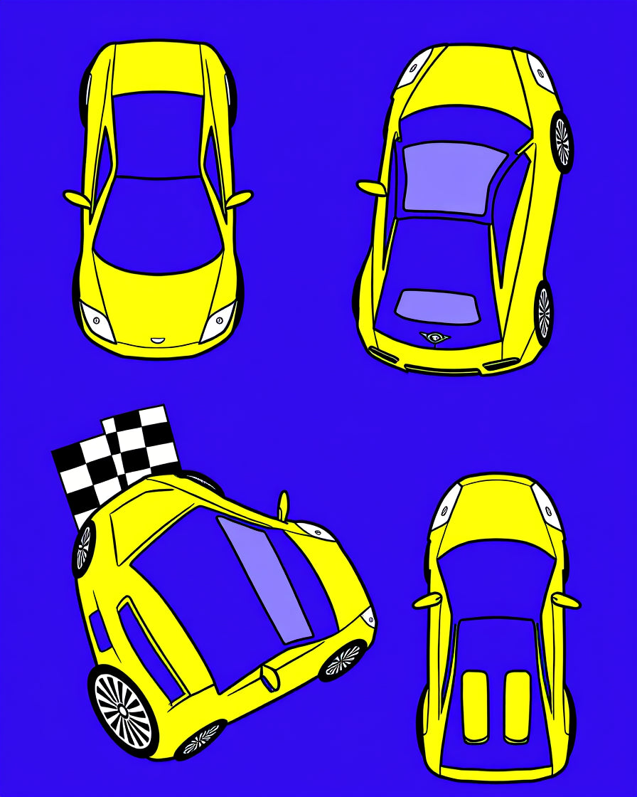 Yellow Sports Cars Racing Collection Rug