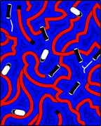 Bold Blue Red Abstract Element Rug