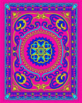 Vibrant Pink Blue Yellow Medallion Rug