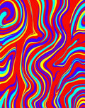 Vibrant Red Swirl Abstract Waves Rug
