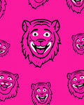 Vibrant Pink Grinning Tiger Heads Rug
