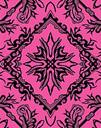 Hot Pink Black Abstract Ornamental Rug