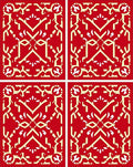 Crimson And Cream Geometric Interlace Rug