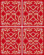Crimson And Cream Geometric Interlace Rug