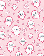 Cute Pink Ghost Star Pattern Rug