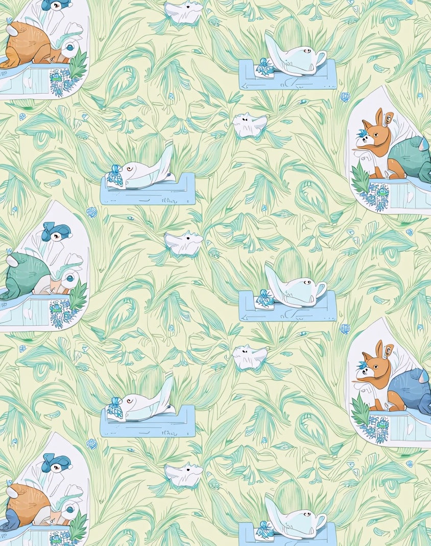 Whimsical Animal Meadow Floral Comforter Rug