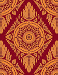 Crimson Gold Floral Mandala Medallion Rug