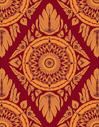 Crimson Gold Floral Mandala Medallion Rug