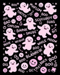 Pink Joyful Ghosts Repeating Pattern Rug